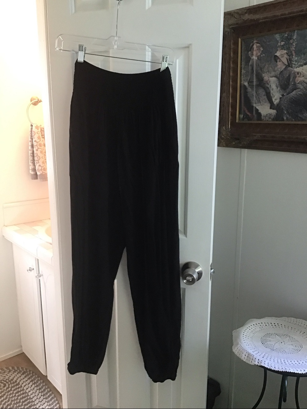 Lotus and Luna Black Harem Genie Pants Size Small  | Boho Lounge | Smocked Waist